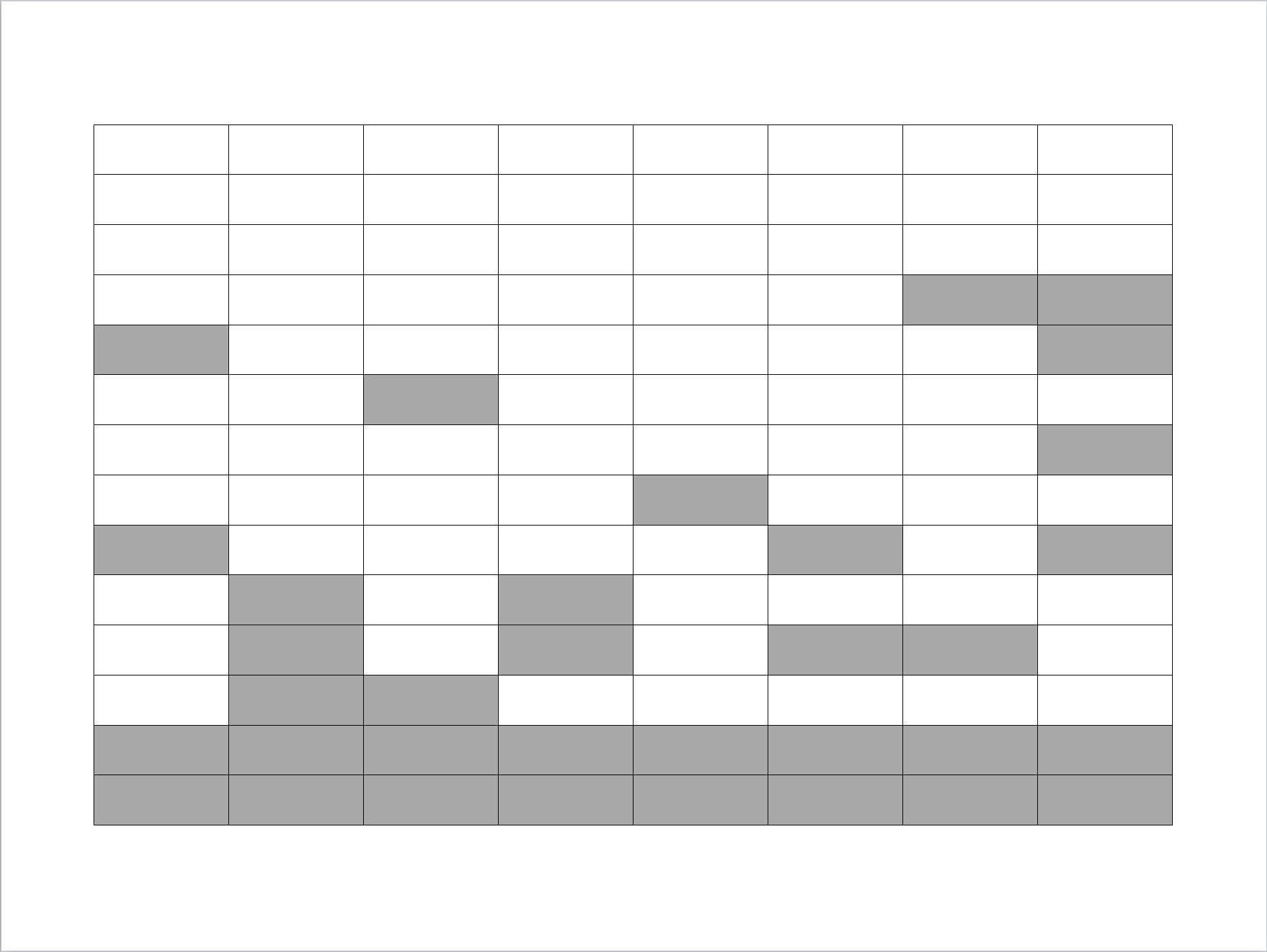 Imputación total: todas las unidades que no respondieron son imputadas (las celdas en gris indican los valores que fueron imputados).